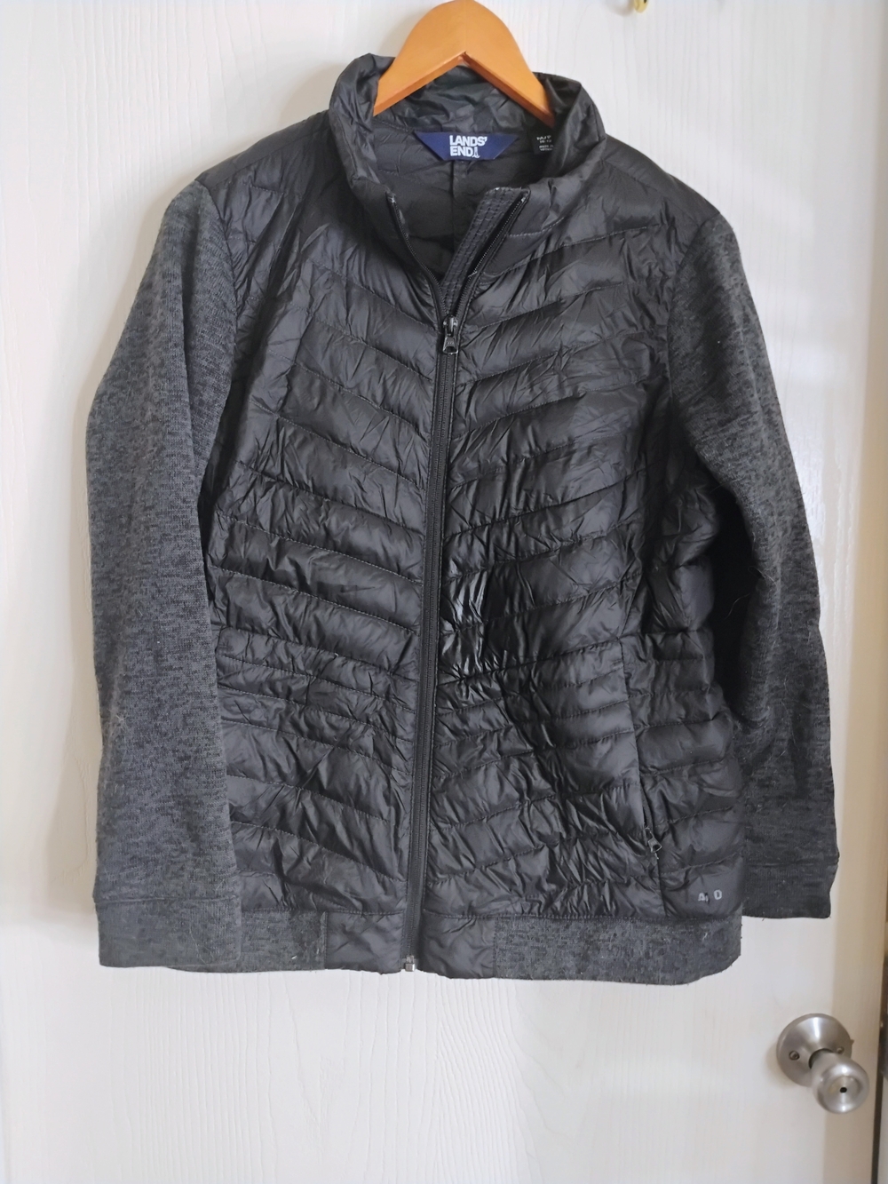 Lands' End Women's Black Hybrid Quilted Jacket